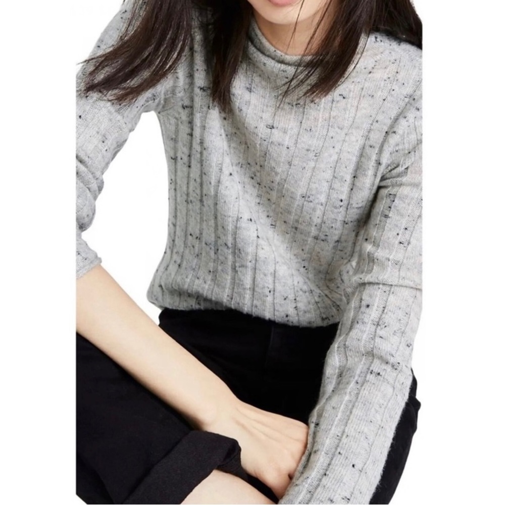 NEW MADEWELL GREY RIBBED KNIT TURTLENECK SWEATER